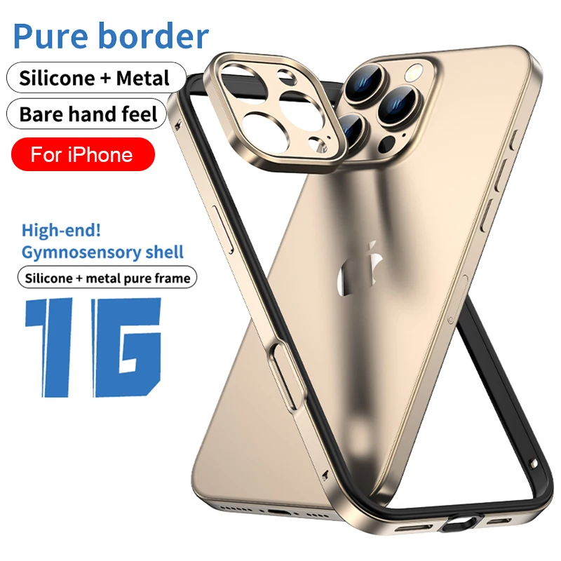 Metal Bumper Aluminum Frame Case - Kameraschutz + Hybrid-Silikonrahmen Aluminium-Metall-Handyhülle für iPhone