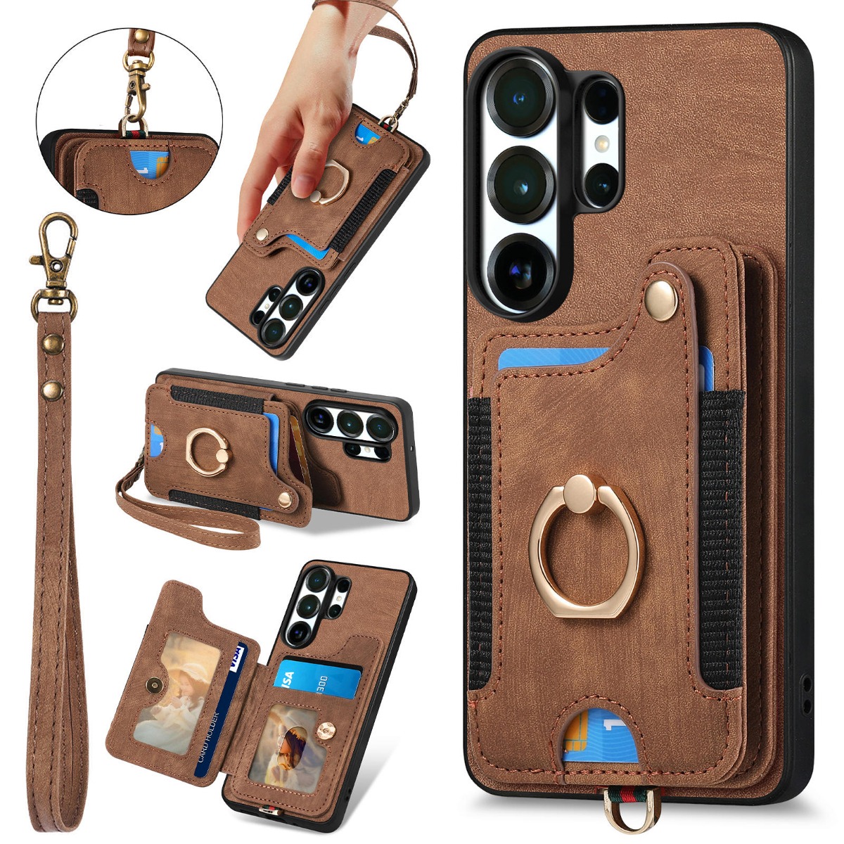 Leather Wallet Card Holder Phone Cover - Handyhülle für Samsung S26 Ultra S26