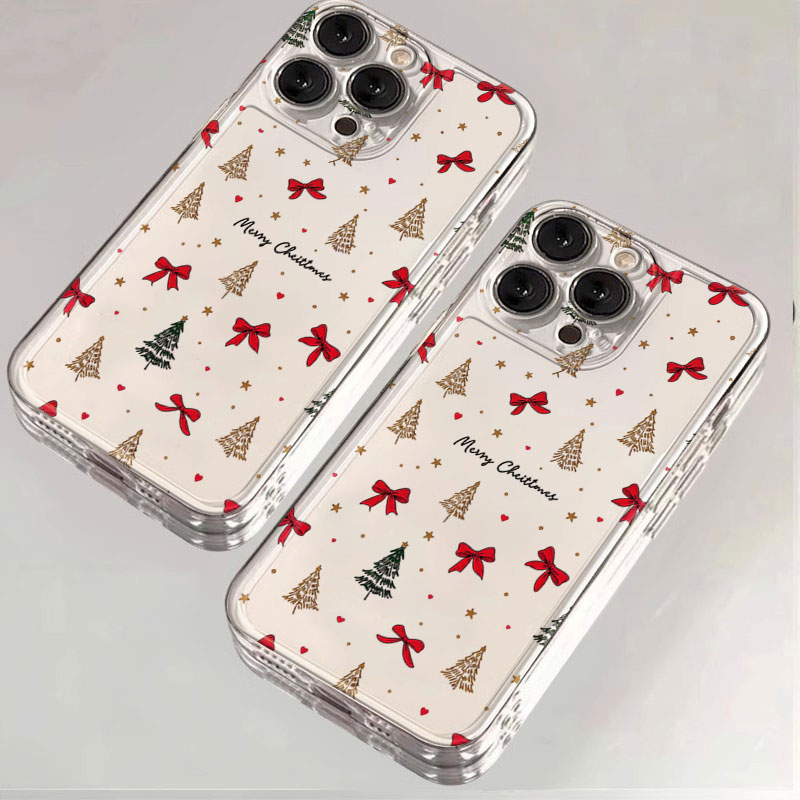 Clear Shockproof Bumper Case - Rote Schleife Weihnachten Transparente Stoßfeste Handyhülle