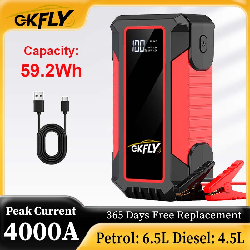 Power Banks - GKGLY Tragbarer Auto-Starthilfe-Powerbank 4000A Autobatterie-Ladegerät Notfall-Booster