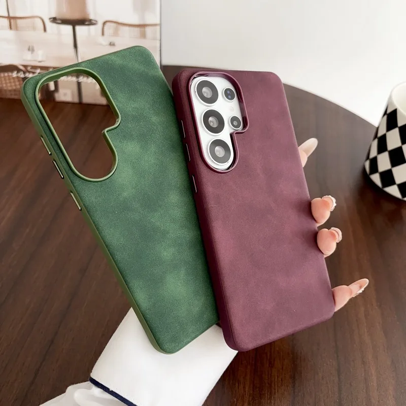 Matte Hard Pc Back Case - Retro-Handyhülle aus PU-Leder mit Textur für