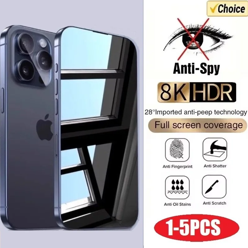 Matte Anti Glare Screen Protector - 1-5PCS Anti-Spy Glas für iPhone 15